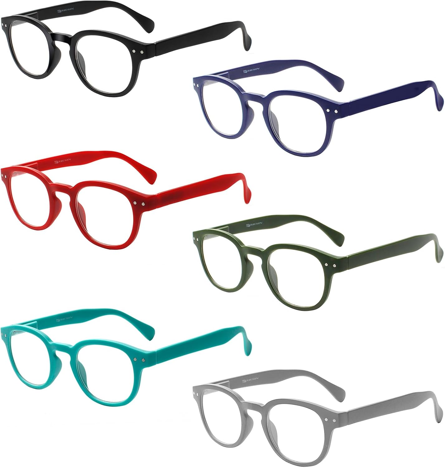 Kerecsen Reading Glasses 6 Pack Great Value Quality Readers Spring Hinge Color G...