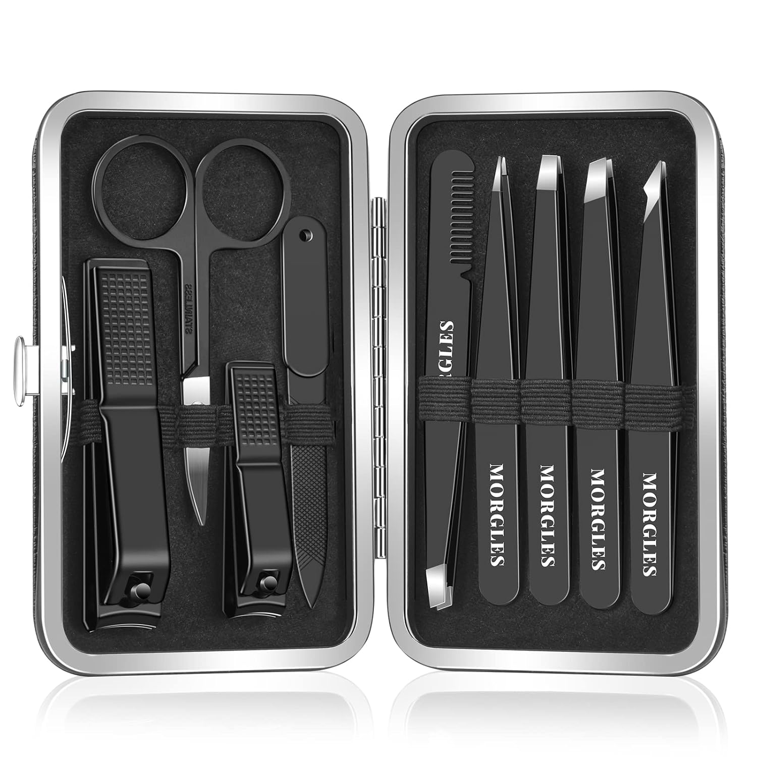 Tweezers Set and Nail Clippers, Tweezers Set for Men, MORGLES 9PCS Professional...