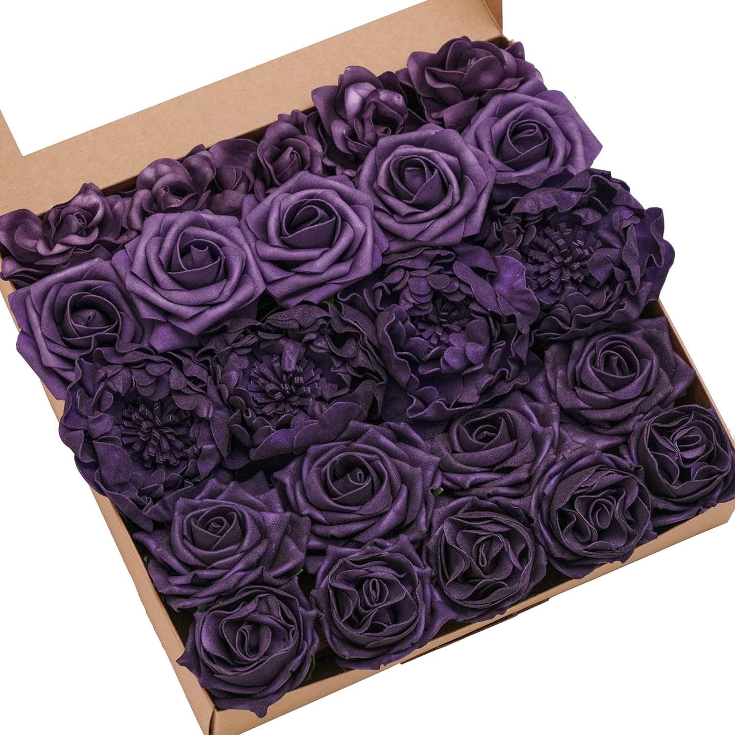 Ling's Moment Artificial Flowers Fake Roses Faux Peony Foam Gardenia Combo for D...