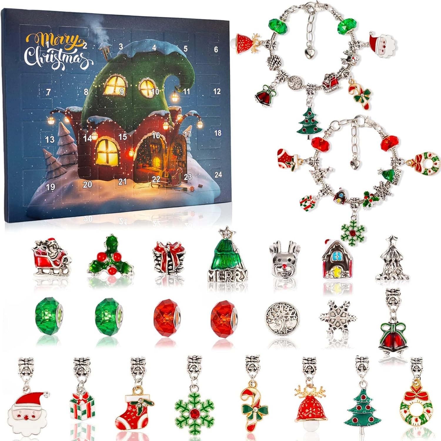 Christmas Advent Calendar Bracelets 2024 for Girls 24 Days Xmas Countdown Calend...