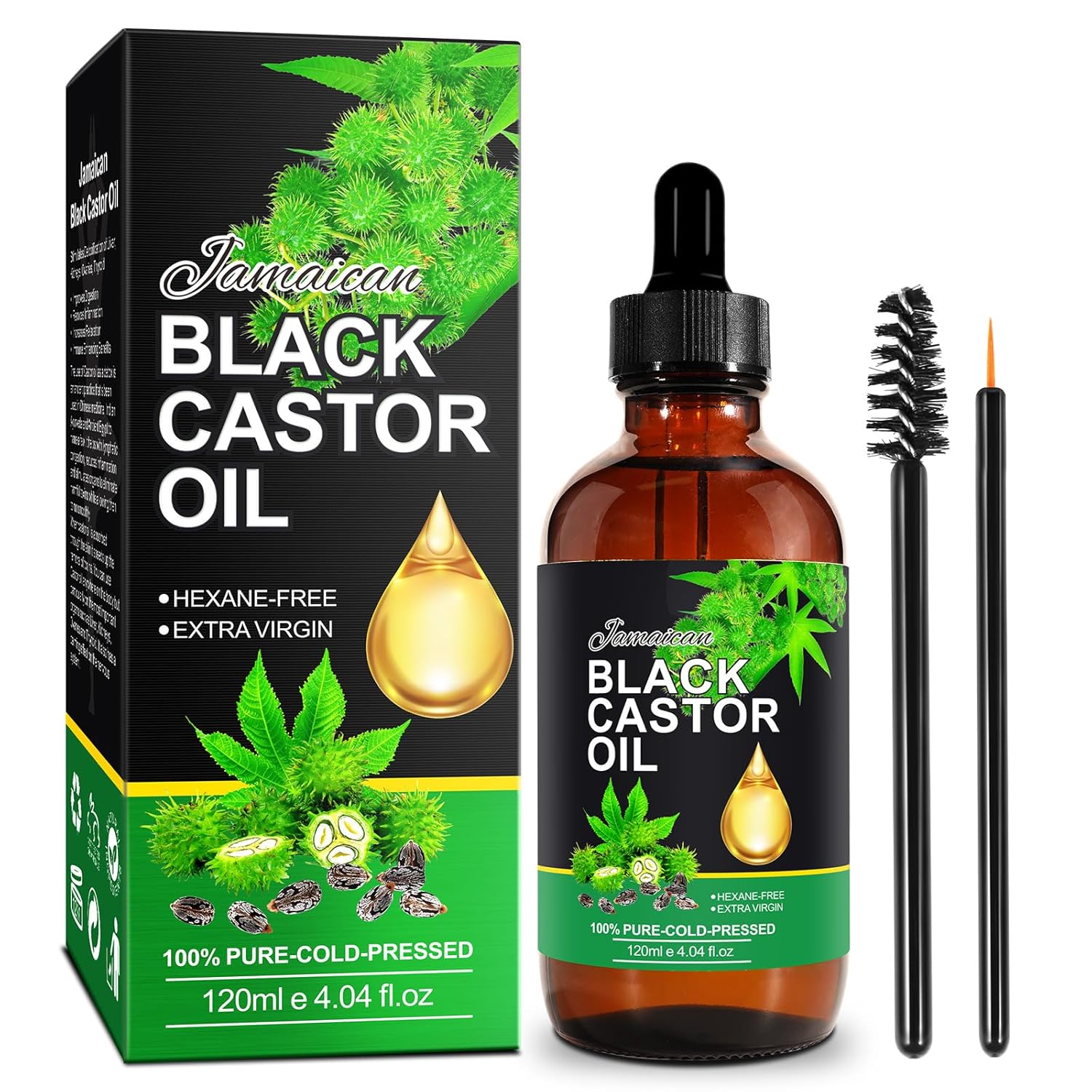 NIFEISHI Jamaican Black Castor Oil Organic Cold Pressed Glass Bottle, 4.04 fl oz...