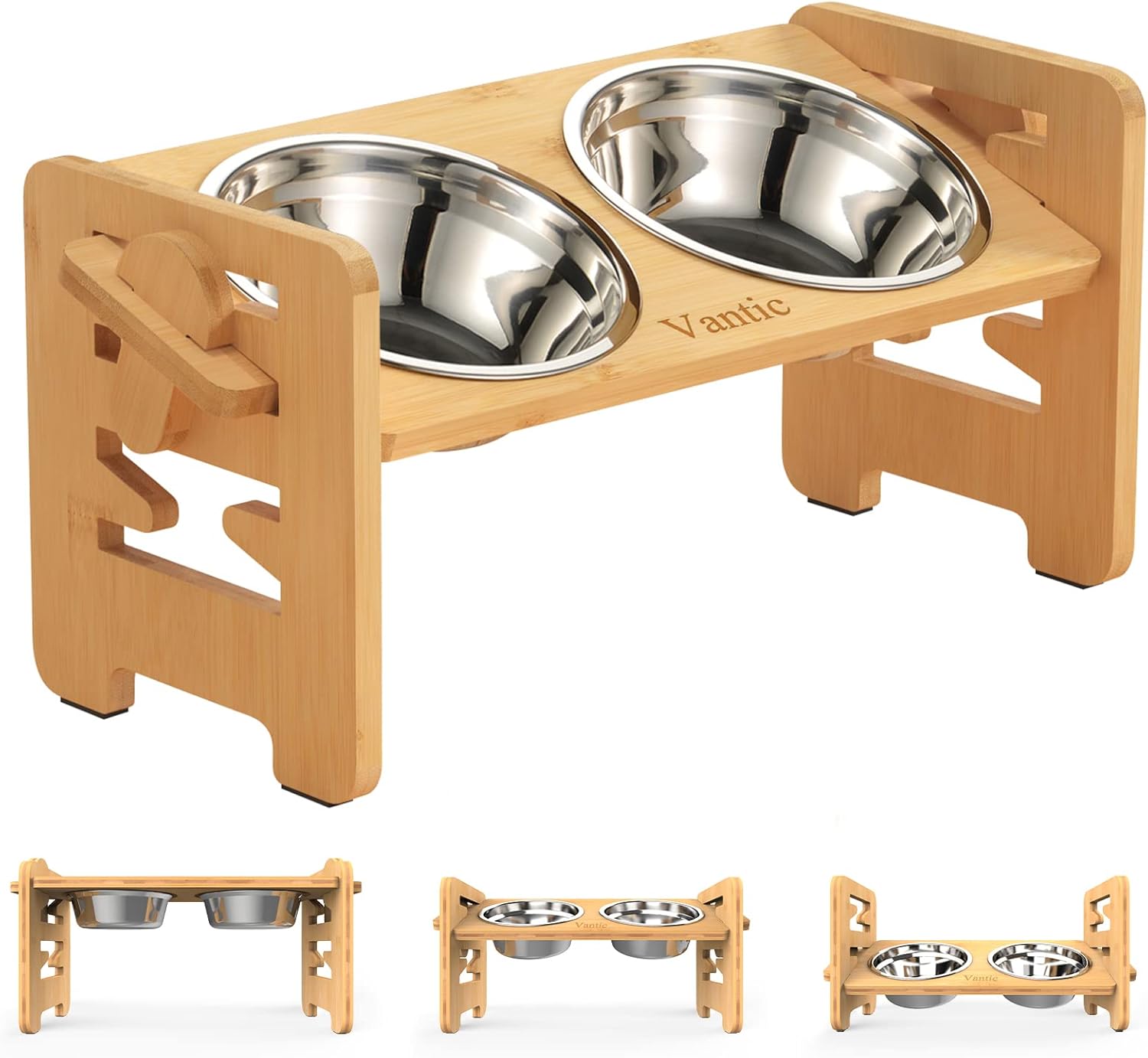 Vantic Elevated Dog Bowls-Adjustable Raised Dog Bowls with Stand for Small Size...