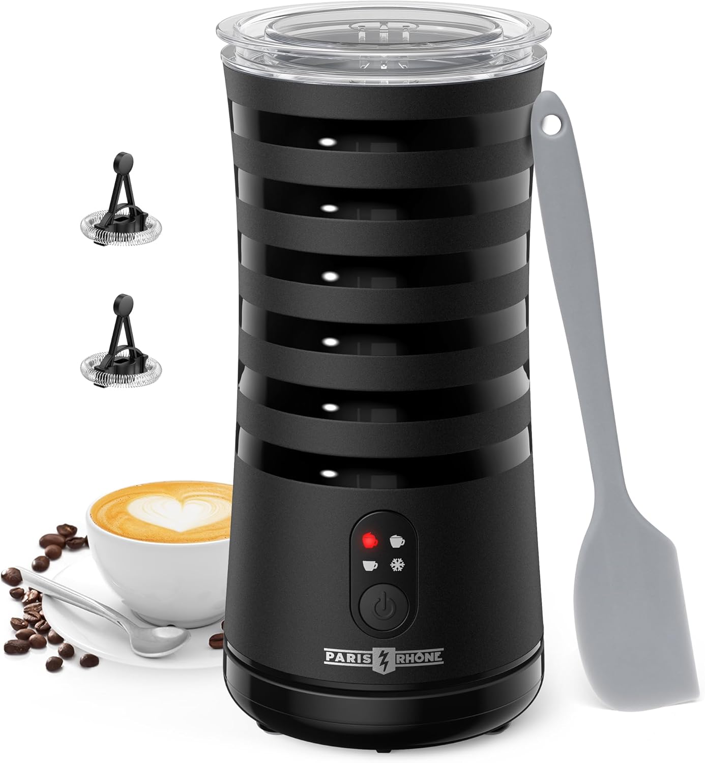 PARIS RHÔNE Milk Frother, 4-in-1 Automatic Coffee Frother, 240ml, 400w, Non-Slip...