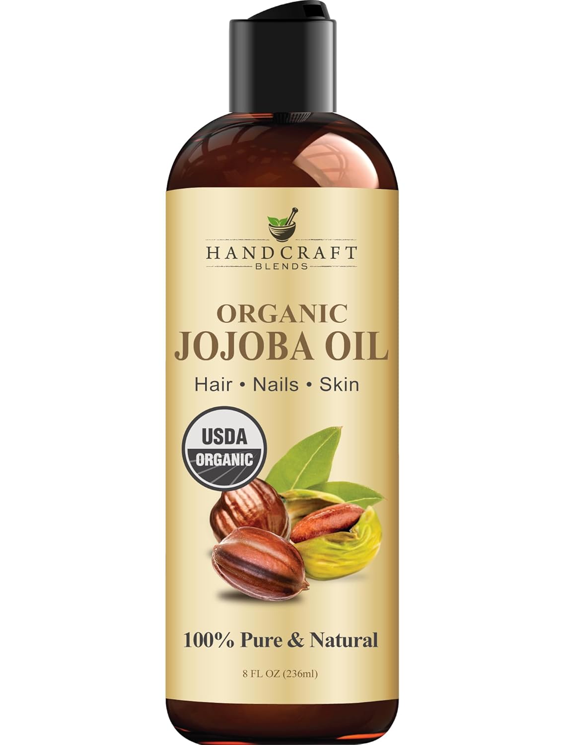 Handcraft Blends USDA Organic Jojoba Oil - 8 Fl Oz - 100% Pure and Natural - Pre...