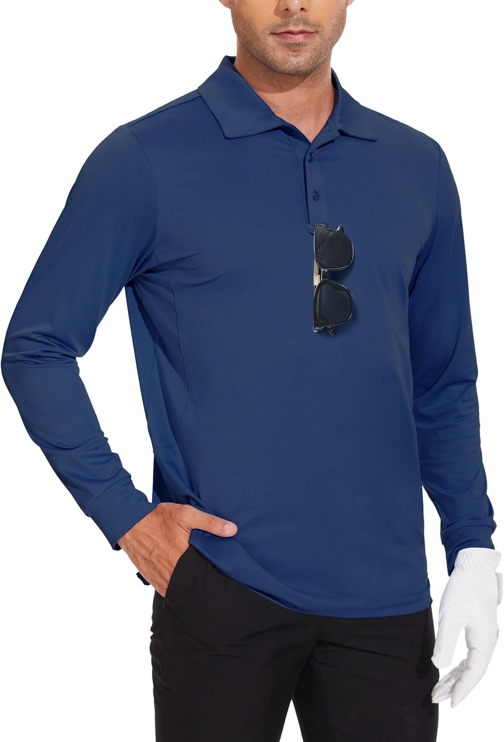 JWM Men's Long Sleeve Golf Polo Shirts - Athletic Casual Travel Performance Coll...