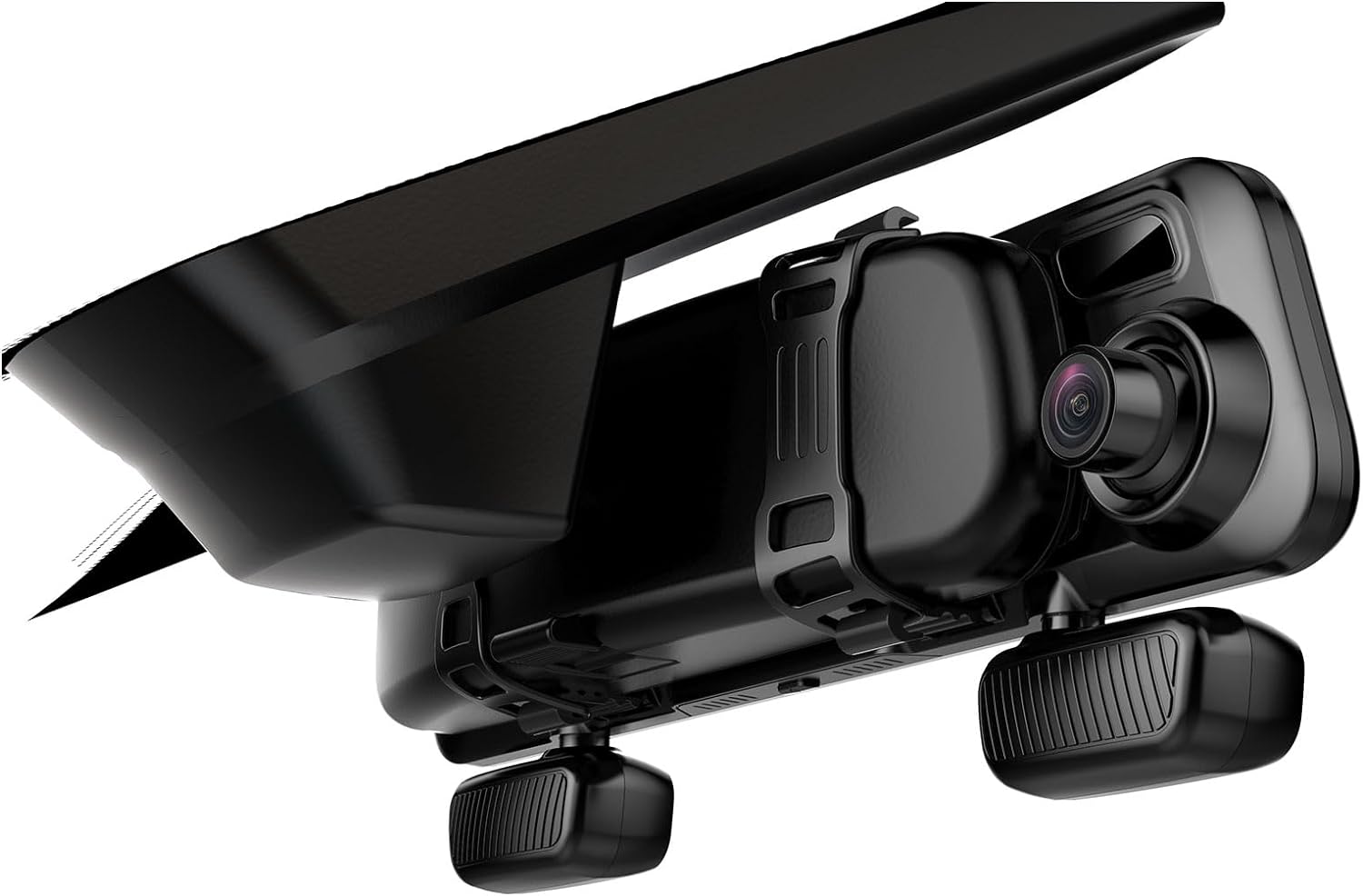 PRUVEEO 12'' Mirror Dash Cam 4 Channel,360 Degree View Rear View Mirror Camera,D...