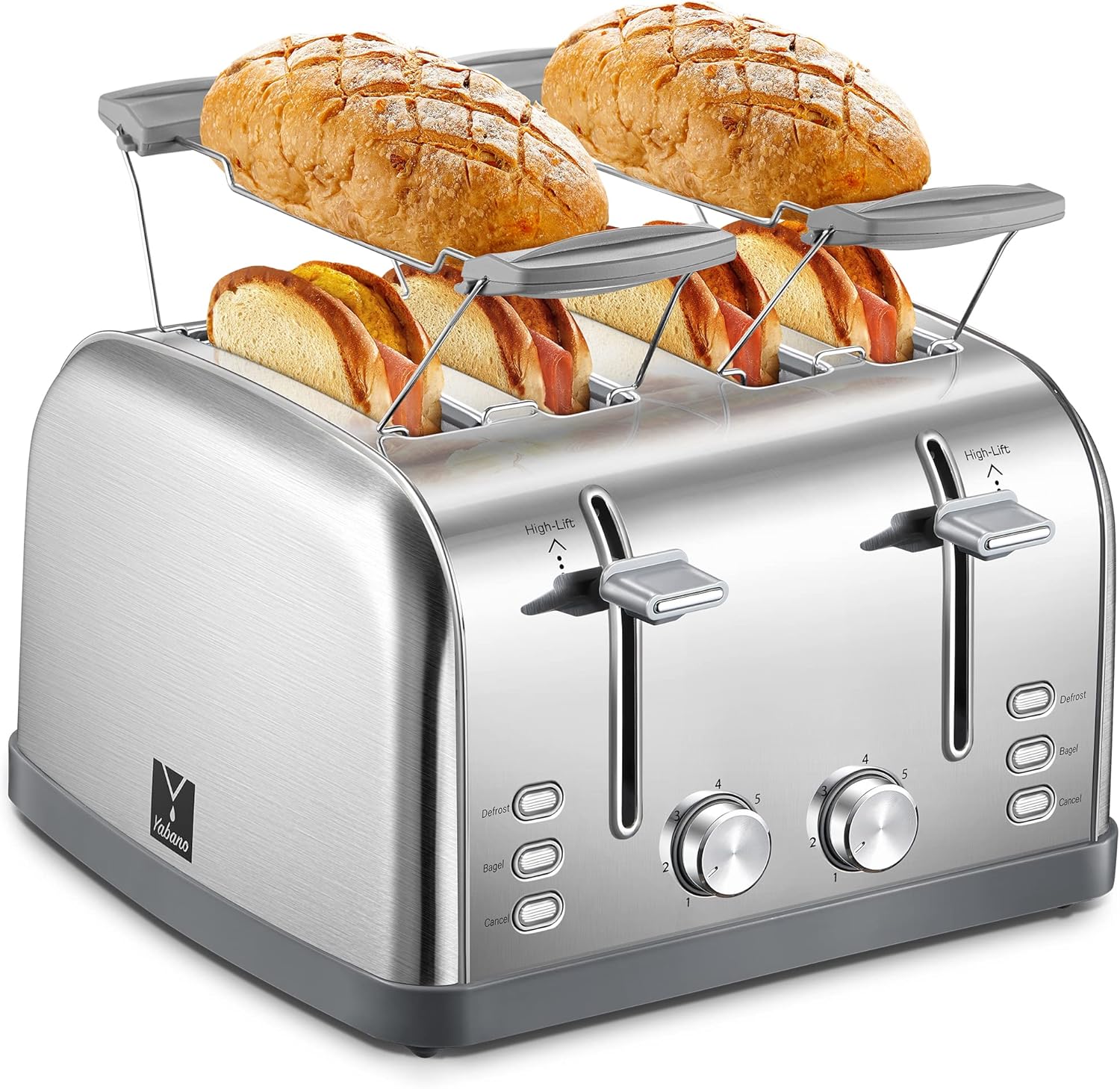 Toaster 4 Slice, Extra Wide Slots, Stainless Steel with High Lift Lever, Bagel a...