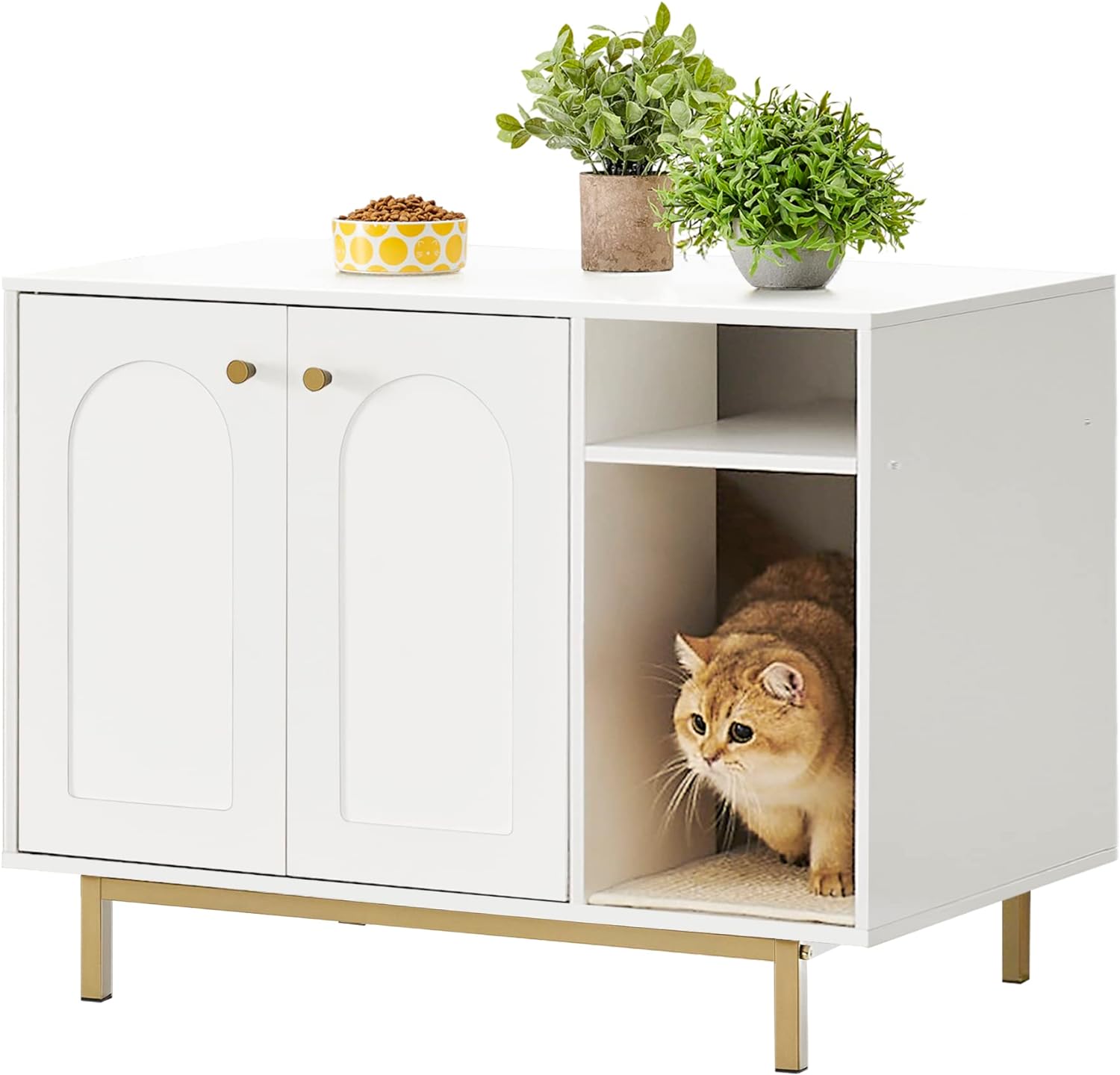 Cat Litter Box Enclosure, Hidden Litter Box Furniture, Wooden Pet House Side End...