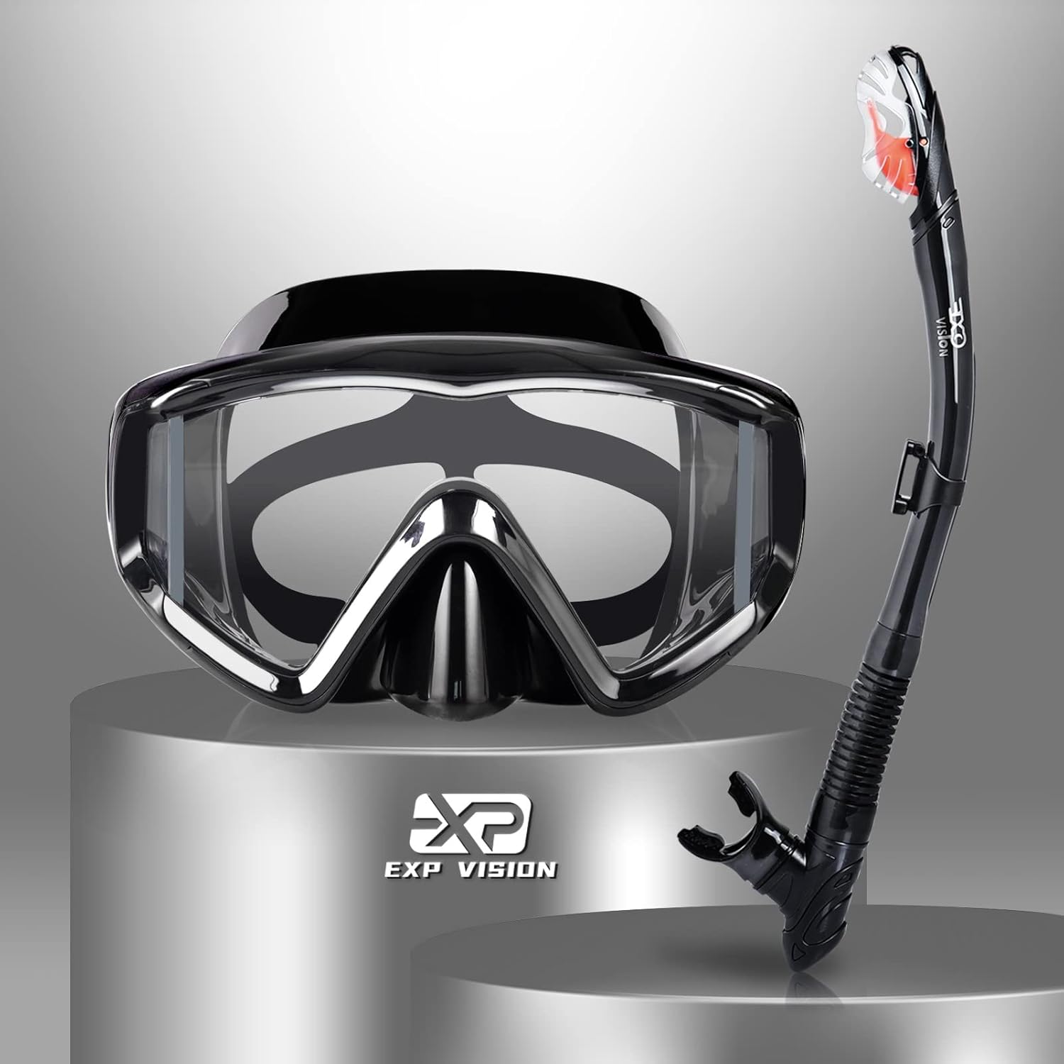 Snorkel Set Pano 3 Window Adult Snorkeling Gear, Professional Snorkel Goggles An...