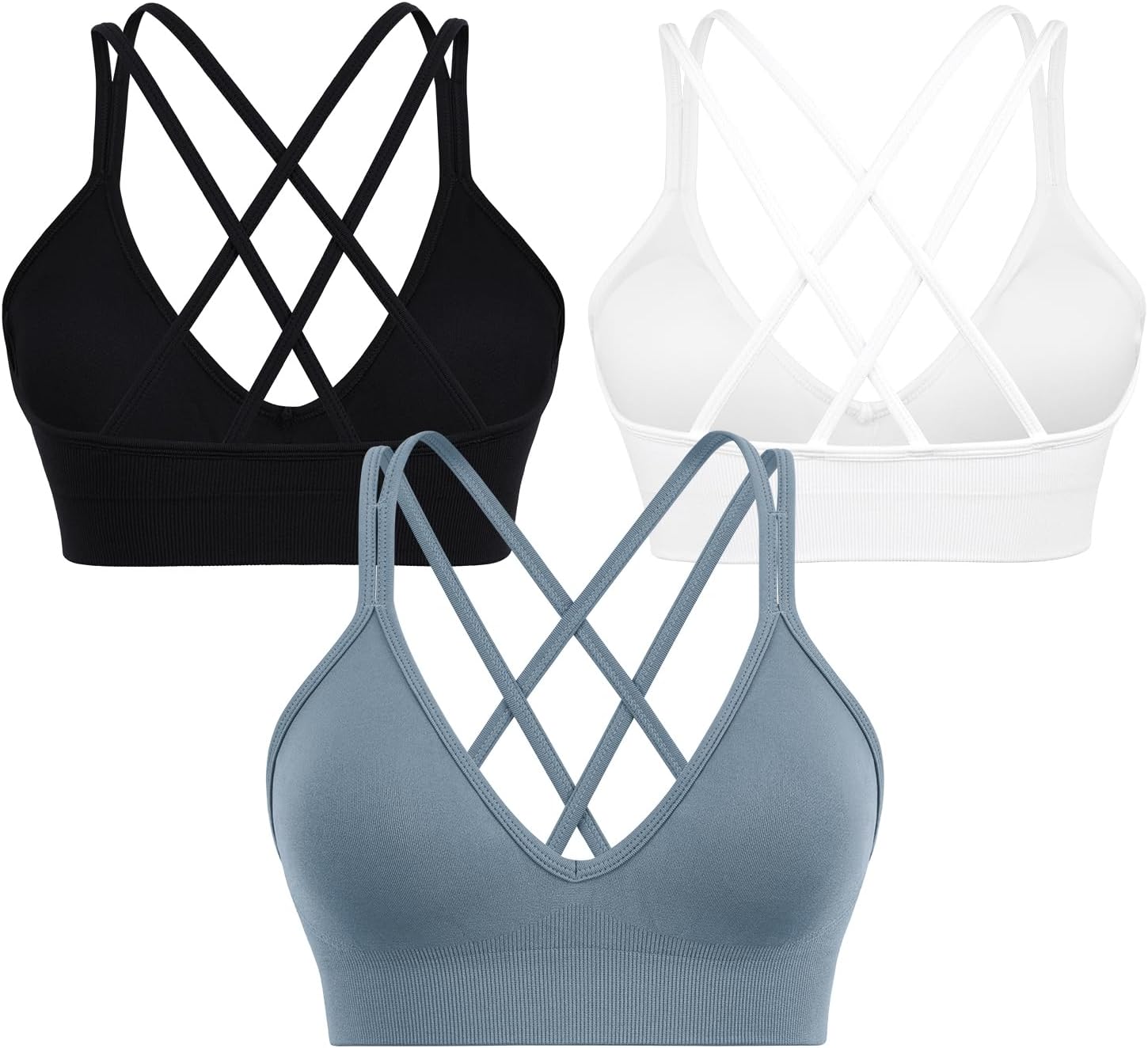 High-Quality VEQKING Women Sports Bra, Special Strappy V-Neck Criss Cross Back P...