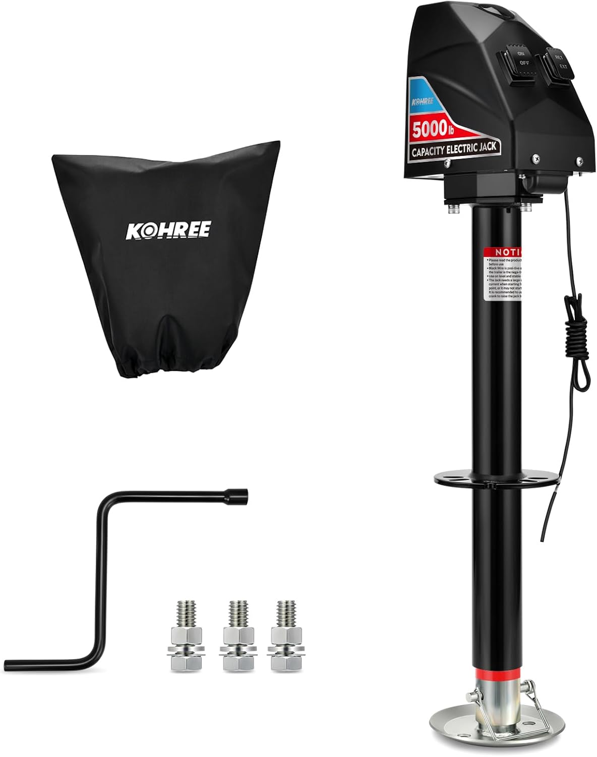 Kohree RV Electric Trailer Jack 5000lbs, Electric Power Tongue Jack with Waterpr...