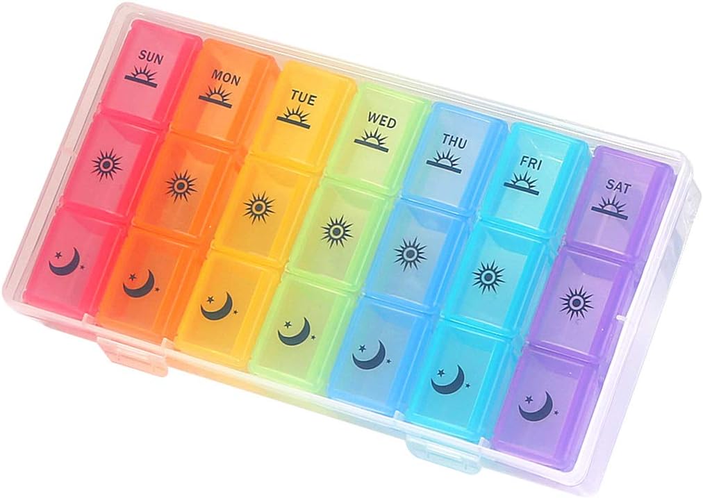 Weekly Pill Organizer,3-Times-A-Day 7 Day Pill Box...
