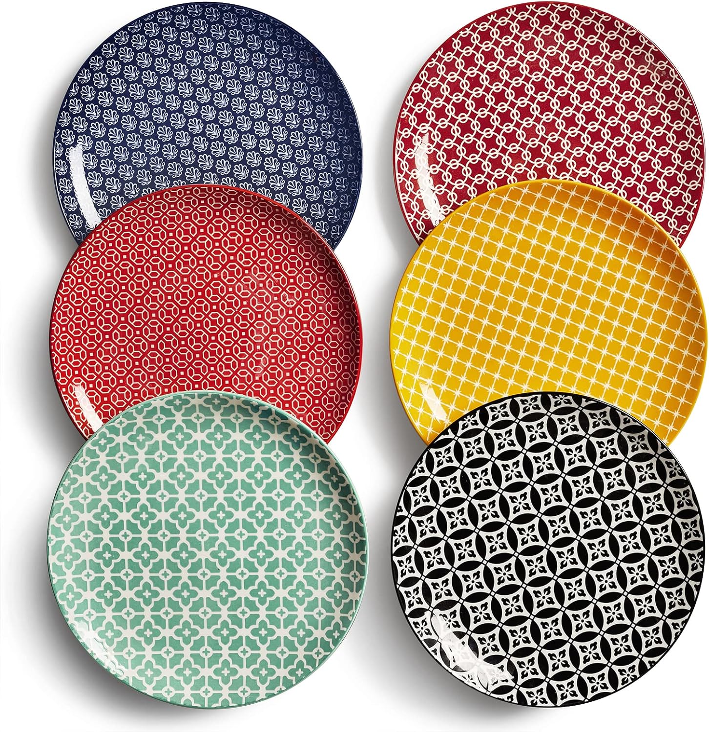 DOWAN 8.5" Dessert Plates, Special Colorful Ceramic Plates, Sustainable Dinner P...