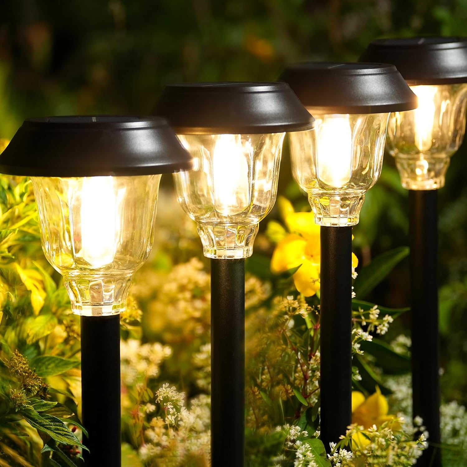 Solar Lights Outdoor Waterproof, Glass Metal Solar Pathway Lights, 6 Pack Outdoo...