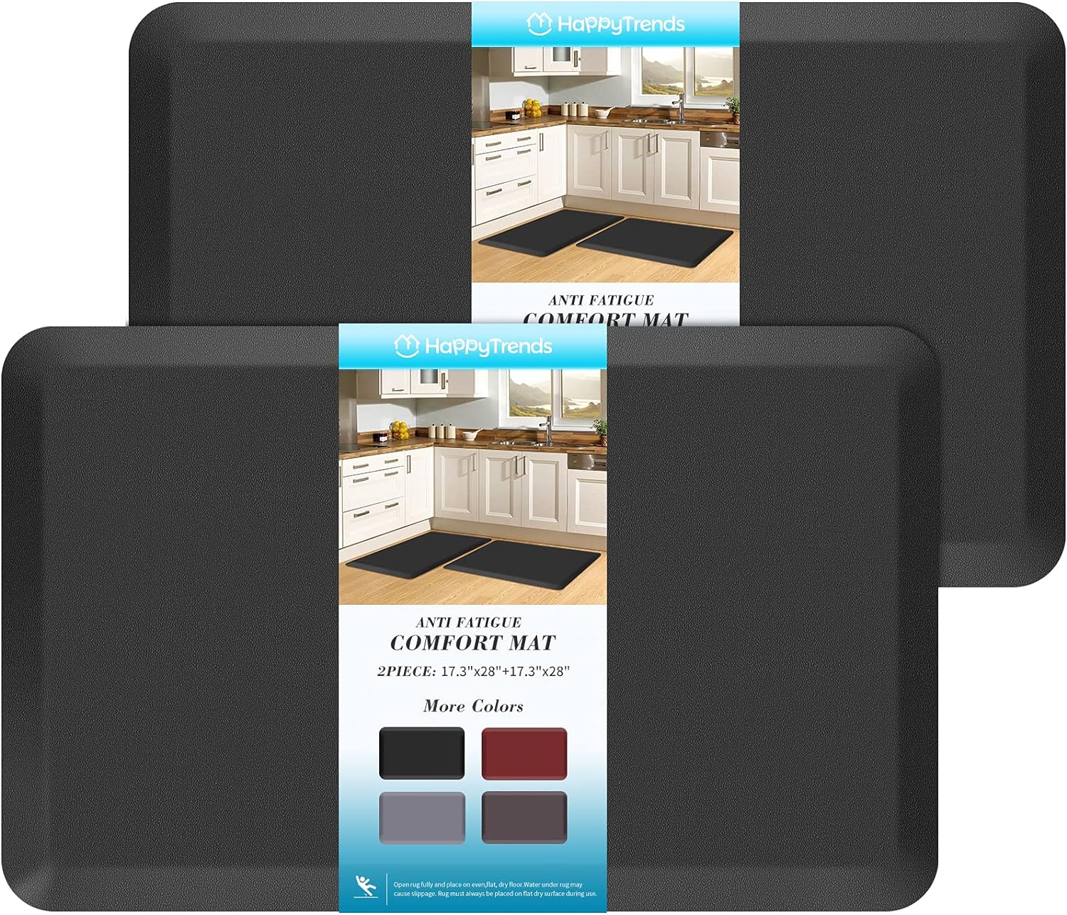 HappyTrends 2 PCS Kitchen Mat Cushioned Anti-Fatigue Floor Mat, Heavy Duty Ergon...