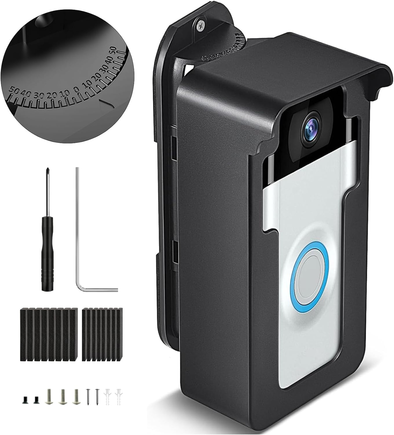 Adjustable Doorbell Angle Mount BITIWEND 45 to 135 Degree, Doorbell Bracket Comp...