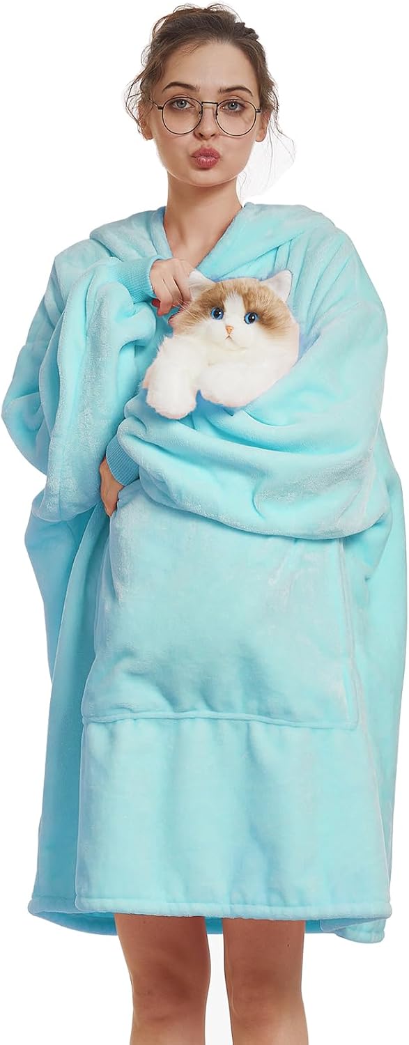 Aemilas Wearable Blanket Hoodie - Light Microfiber Hooded Blanket as Gifts for W...