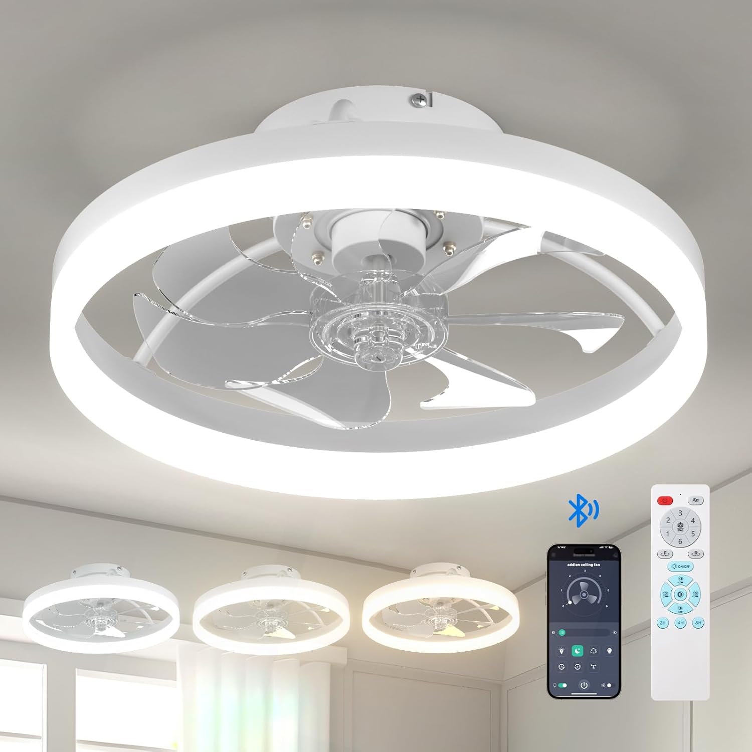 addlon Low Profile Ceiling Fan with Light and Remote, 16 Inch Small Ceiling Fans...