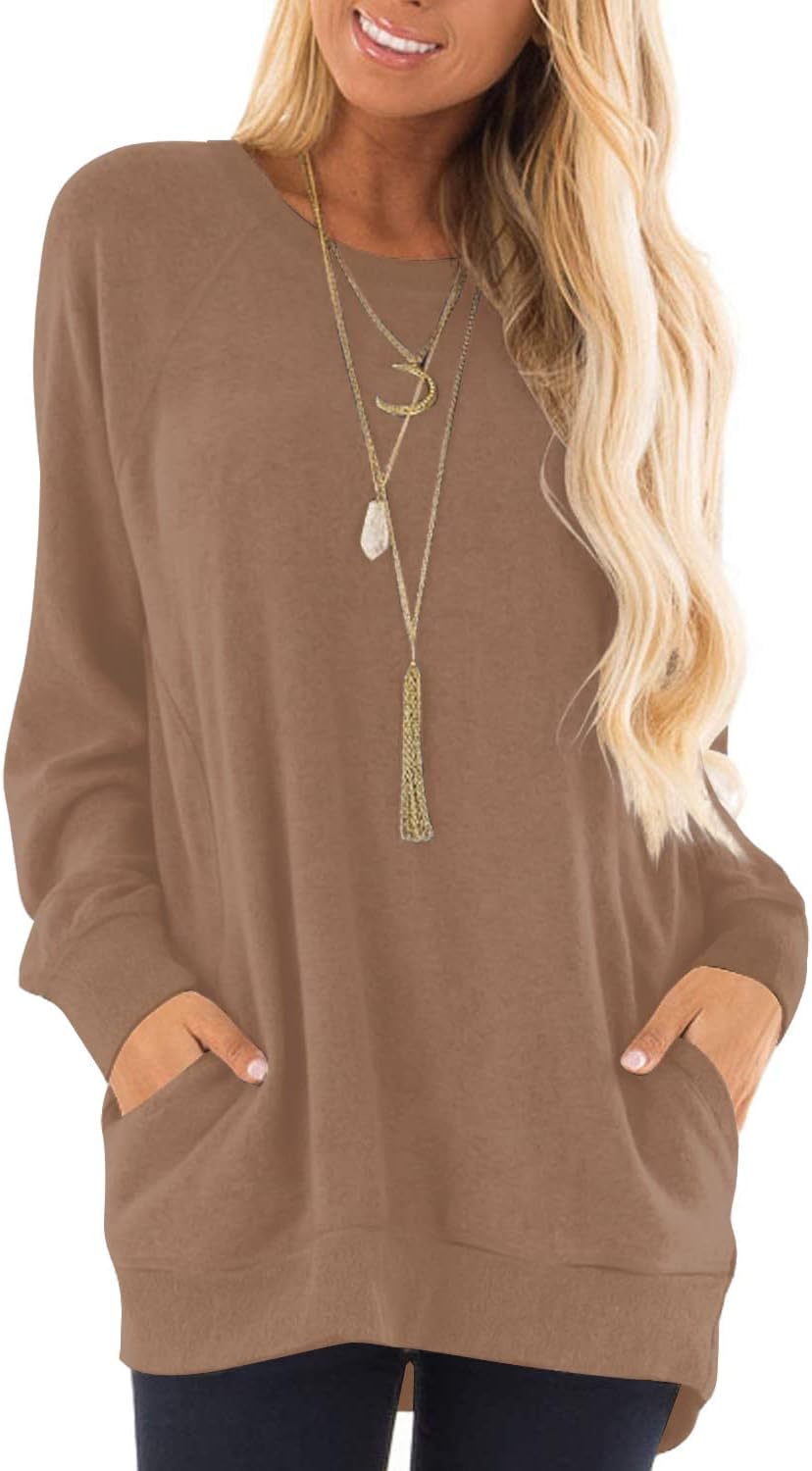 KUOTAI Womens Fall Long Sleeve T-Shirts Casual Tunic Tops for Leggings Loose Sof...