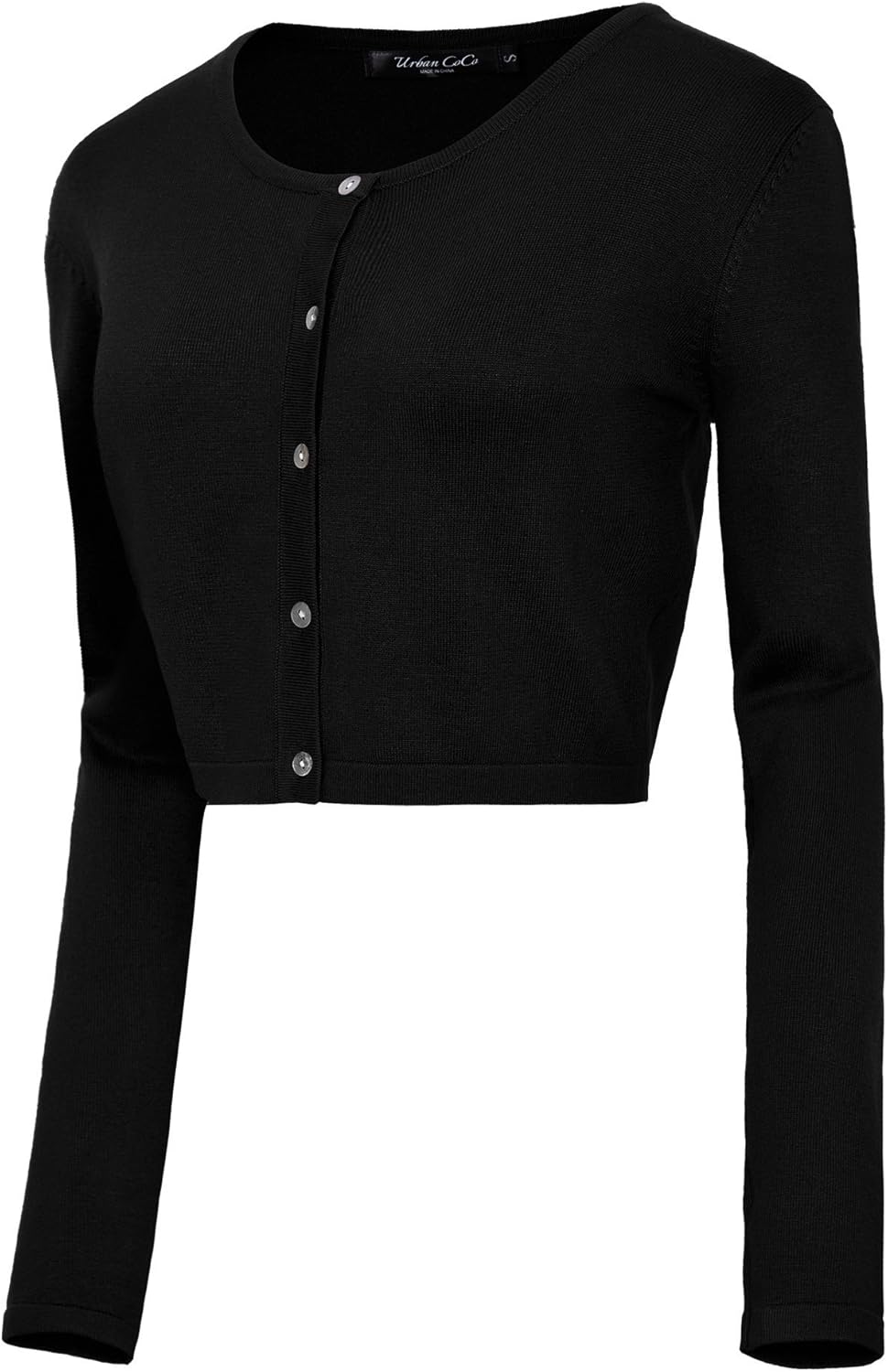 Urban CoCo Women's Sweater, Special Button Down Crew Neck Cropped Cardigan, Ligh...