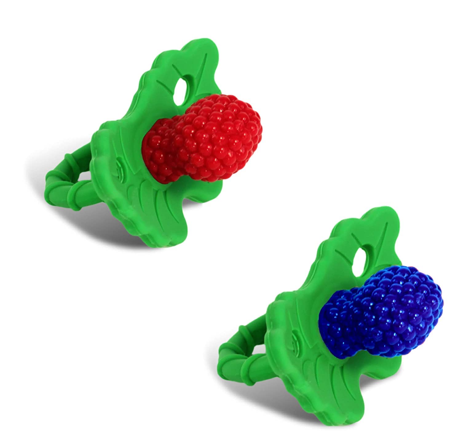 RaZbaby 2-Pack Silicone Berrybumps Baby Teething Toys - BPA Free, Hands Free Des...