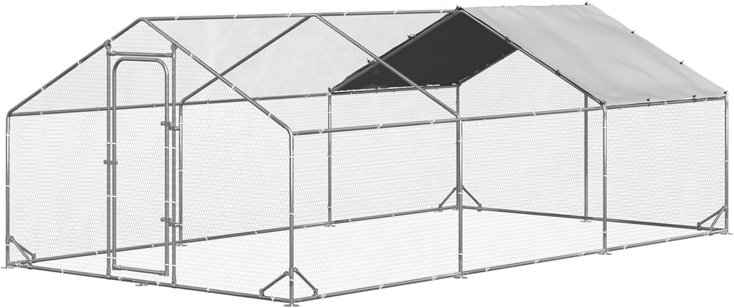 LEMBERI Metal Large Chicken Coop, Spire Shape Walk-in Poultry Chicken Hen cage,...