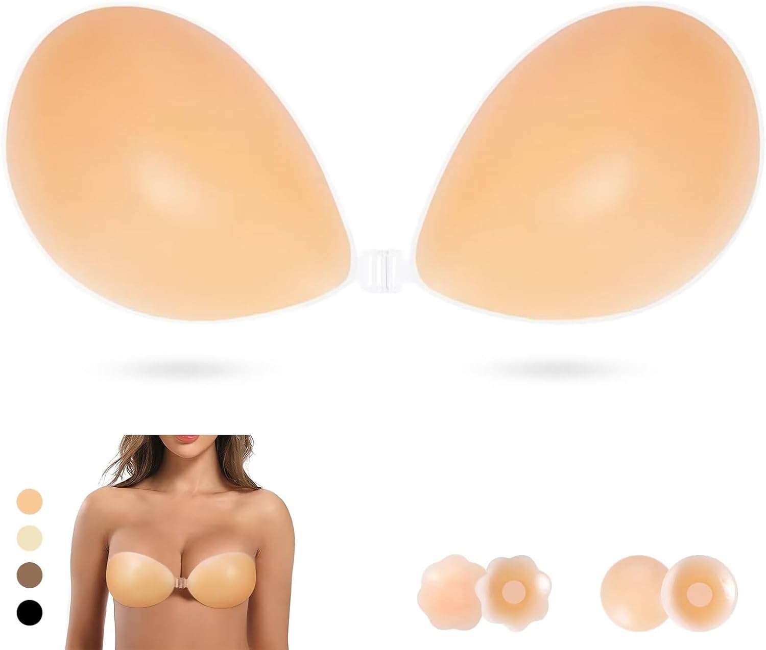 Sticky Strapless Bra, Special Invisible Push Up Adhesive Bra, Innovative Backles...
