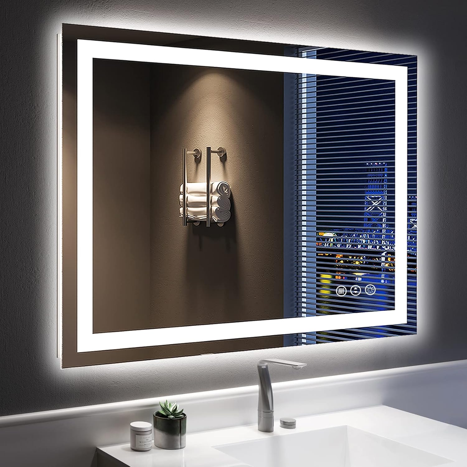 40x32 Inch LED Bathroom Mirror, Special Lighted Vanity Mirror with Front and Bac...