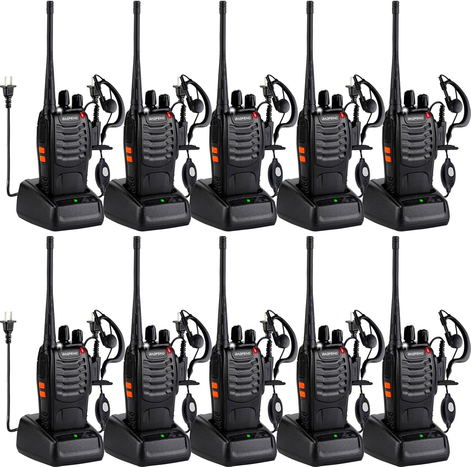 Baofeng Walkie Talkies 888S Rechargeable Long Range with Earpieces for Adults, 1...