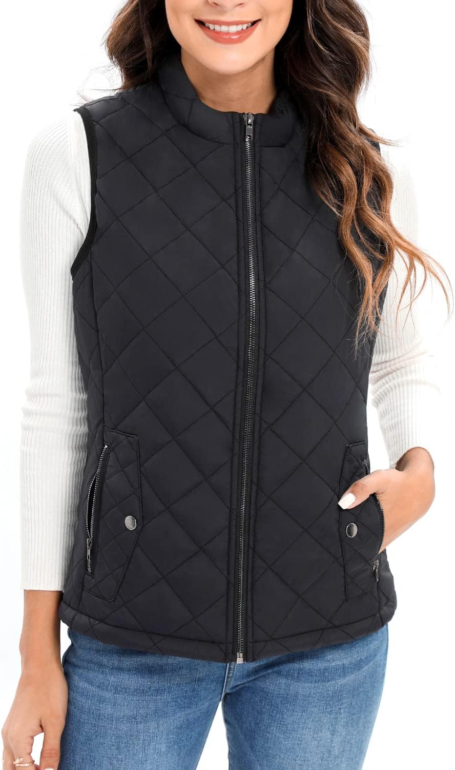Xeoxarel Women's Quilted Vest with 4 Pockets, Puffer Padded Gilet (Available in...