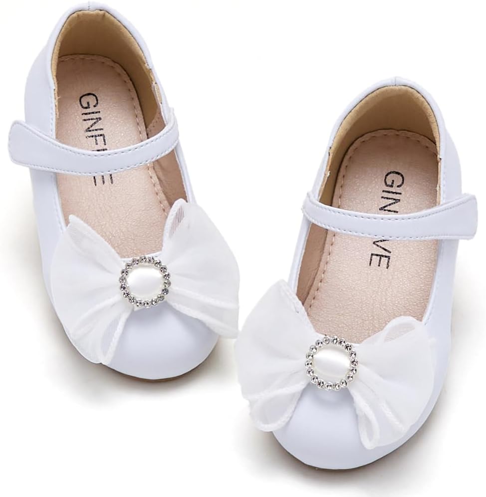 GINFIVE Toddler Girls Dress Shoes Little Girls Mary Janes Ballerina Flats Shoes...