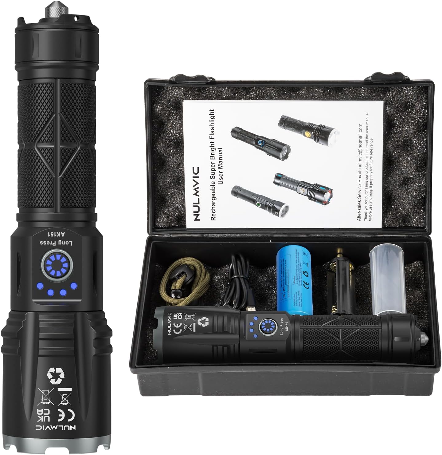 nulmvic Torches LED Super Bright, 500000 Lumens, USB-C Charging Flashlight with...