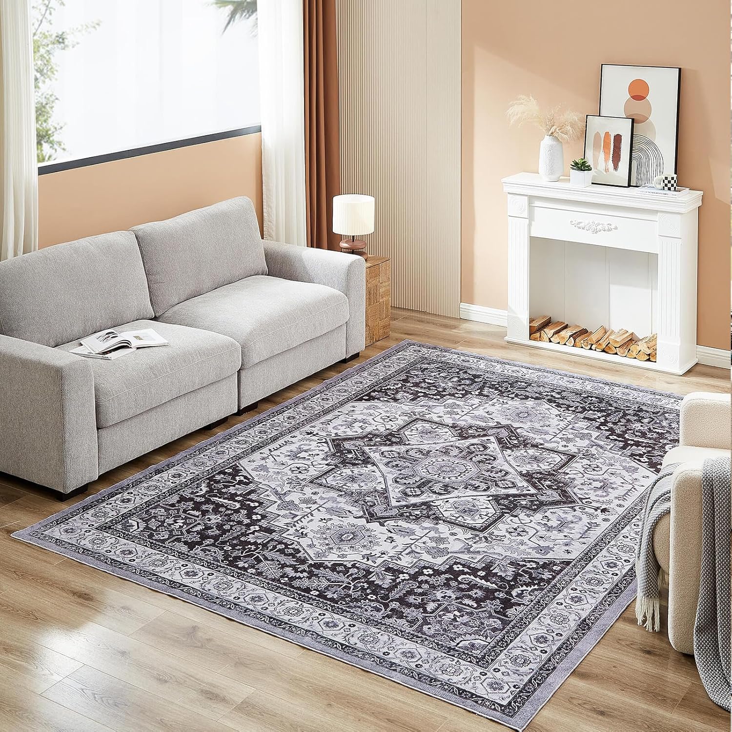 Floralux 5x7 Area Rug, Special Machine Washable Area Rug, Affordable Non Slip Vi...