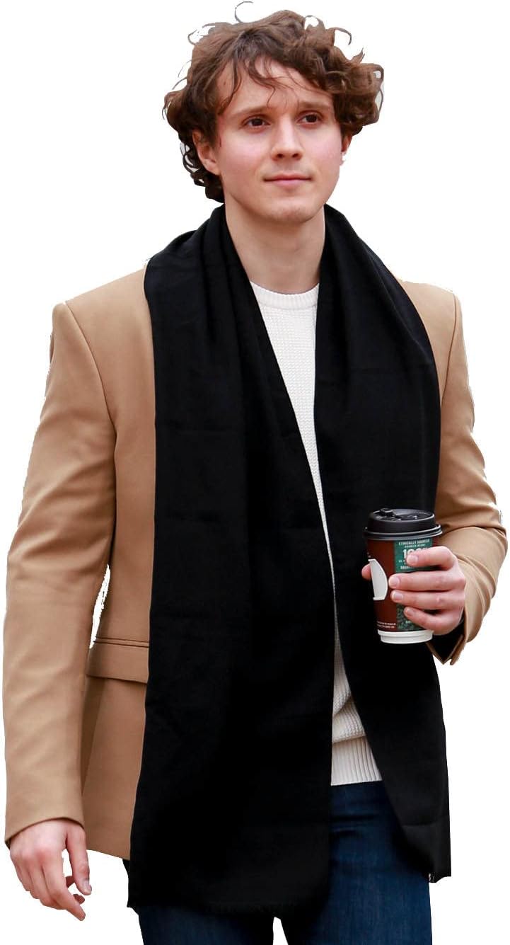 FULLRON Men Winter Scarf Soft Warm Long Cashmere Feel Scarves Color-1