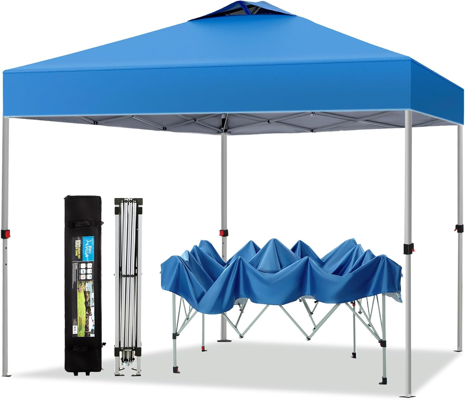 PHI VILLA Outdoor Pop up Canopy 10'x10' Tent Camping Sun Shelter-Series Party Te...