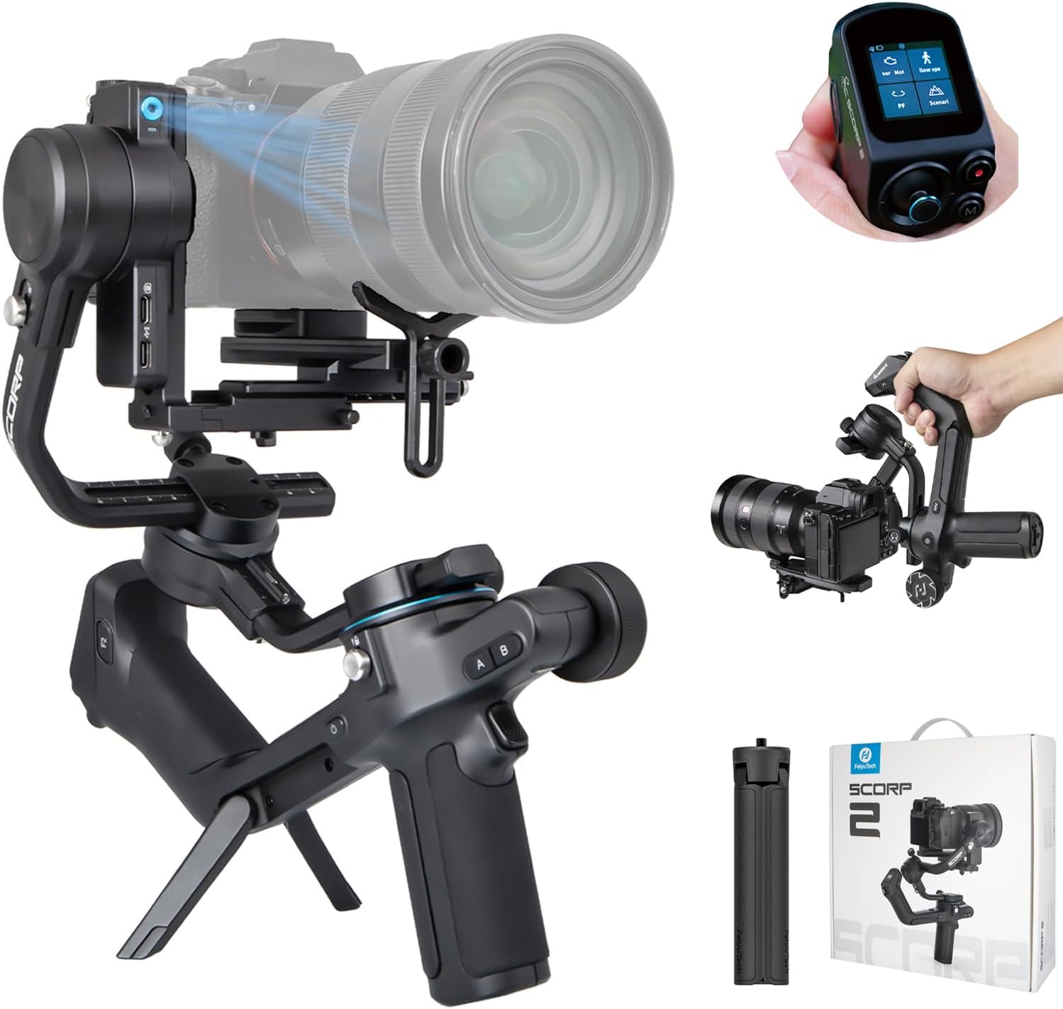FeiyuTech SCORP 2 Gimbal Stabilizer for DSLR and Mirrorless Camera, Integrated A...