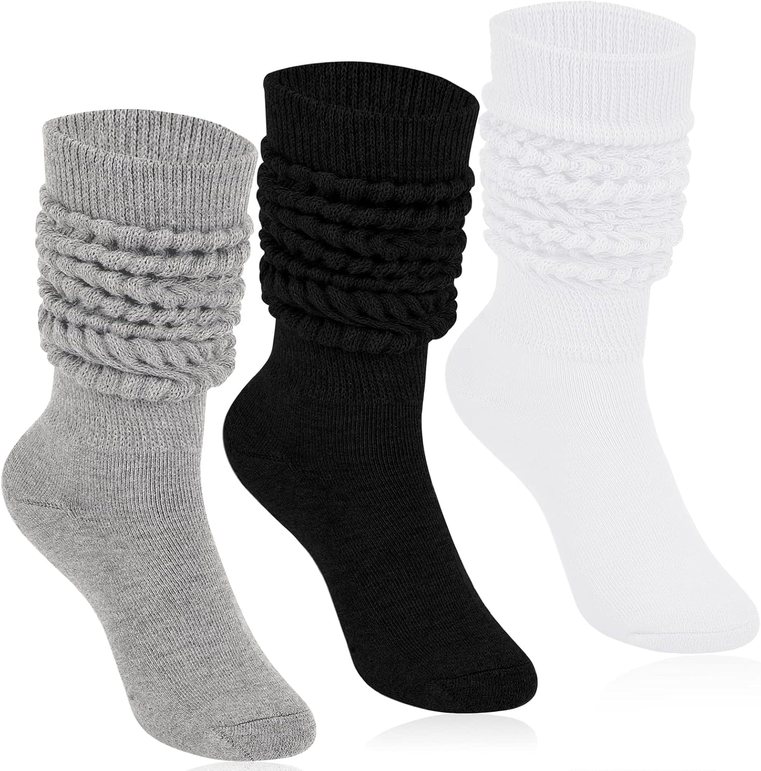 KEREDA Slouch Socks Women Knee High Scrunch Scrunchie Socks 3 Pairs Size 6-11 6-...