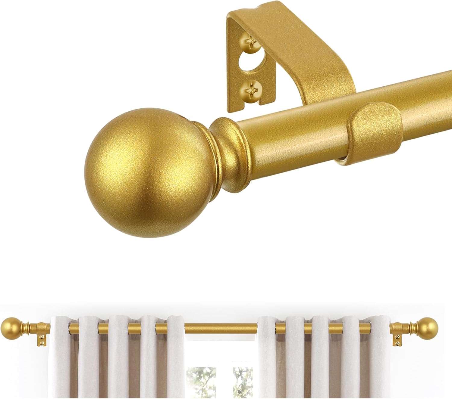 Gold Curtain Rods 28 to 48 Inches(2.3-4 Feet),5/8 inch Splicing Drapery Rods,Sma...