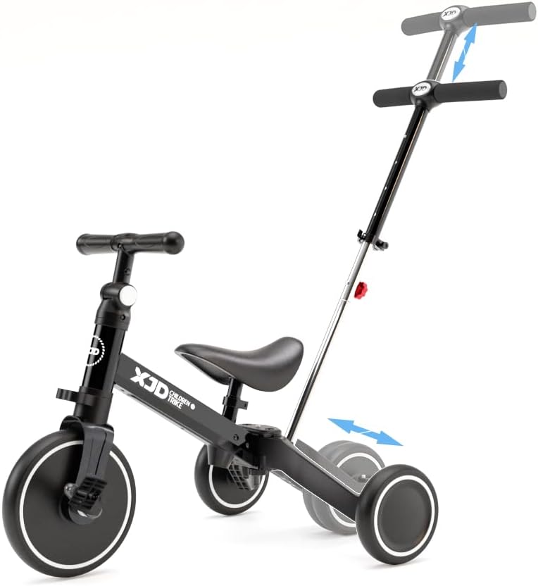 XJD Toddler Bike, 7 in 1 Tricycle with Push Handle, Balance Bike for 1-3 Years O...