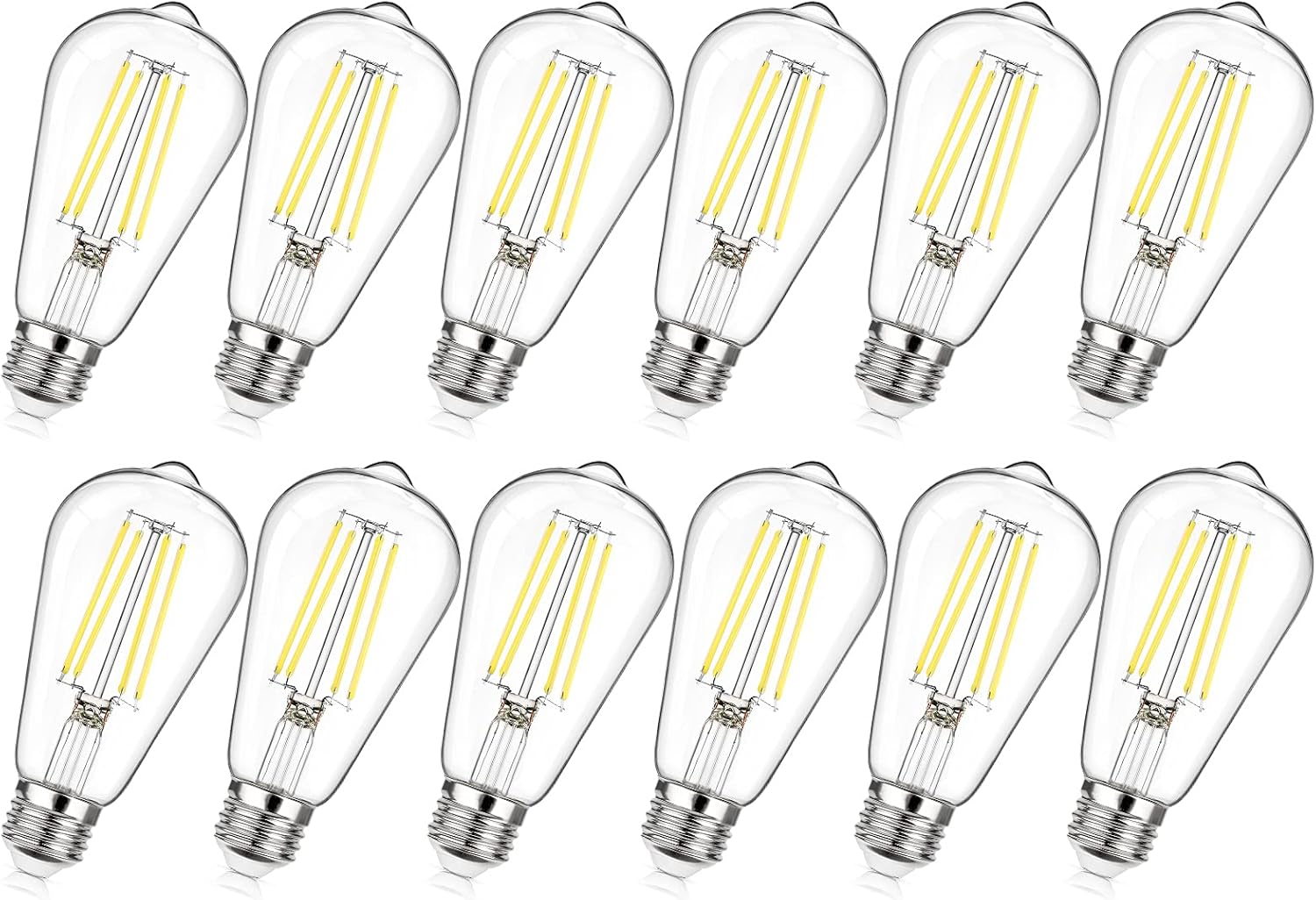 MAXvolador 12-Pack Dimmable Vintage LED Edison Bulb 60W Equivalent, 6W 850Lumens...