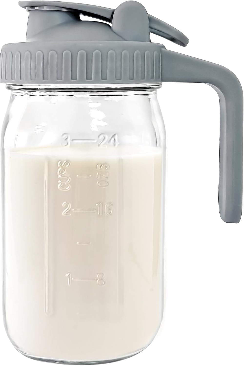 Breast Milk Pitcher Jug - 32 oz Glass Mason Jar Airtight Pitcher with Pour Spout...