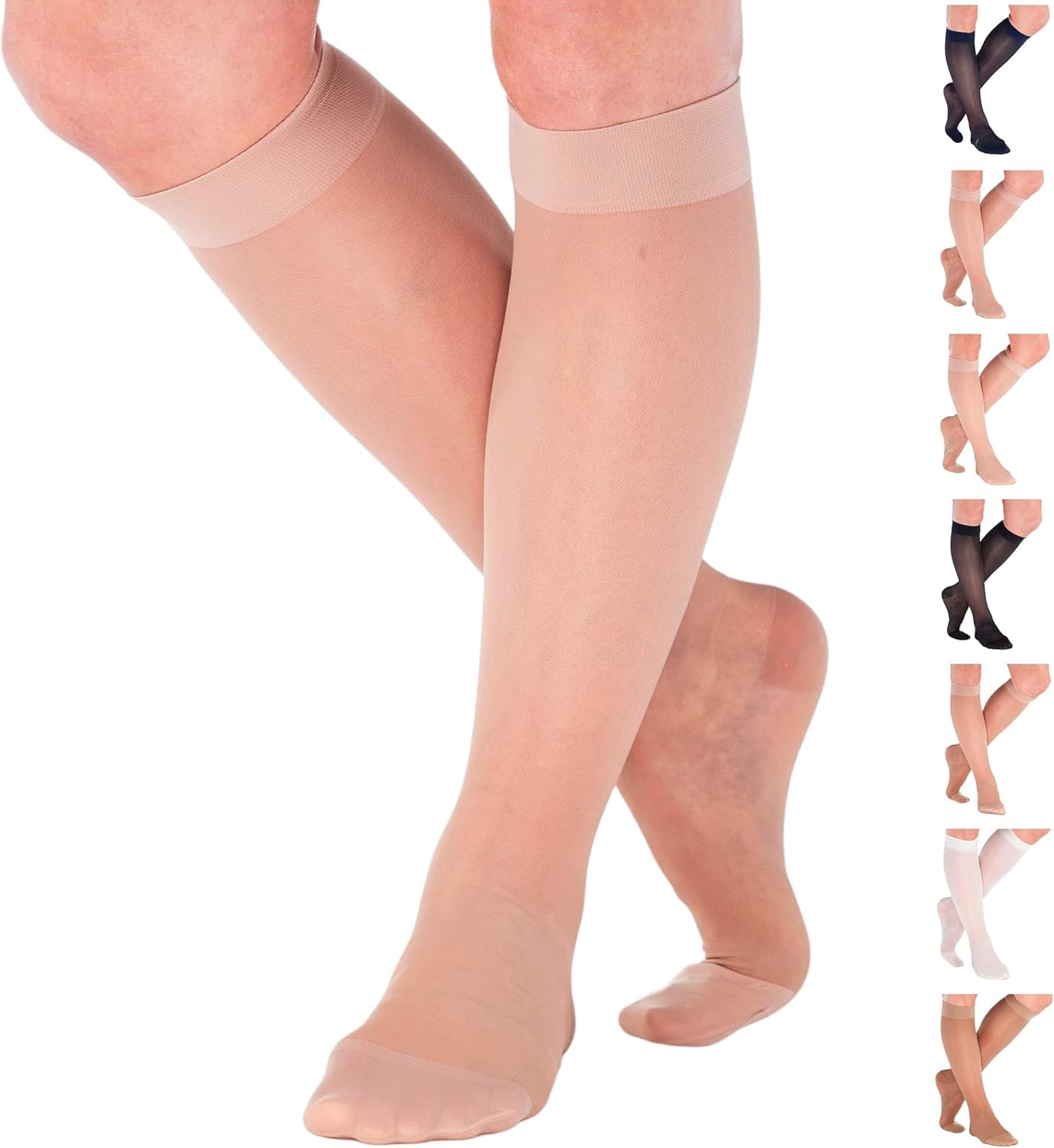 Made in USA - Travel Sheer Compression Socks 15-20mmHg for Women - ATRAVEL101 Me...