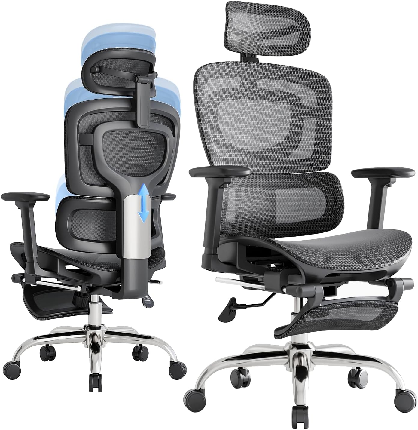 Ergonomic Office Chair, Adaptive Lumbar Support, SGS Class 4 Gas Clylinder 400 L...