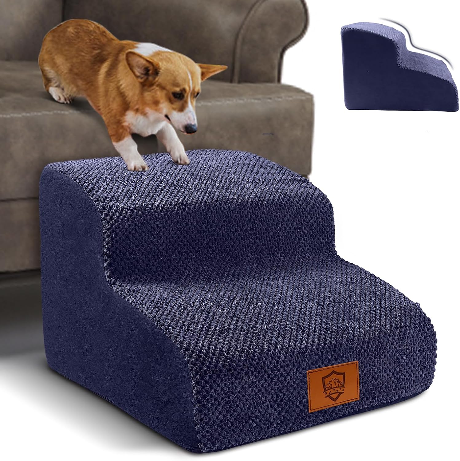Myiosus Dog Steps for Sofa, Foam Dog Steps for Bed with Washable Cover & Non-Sli...