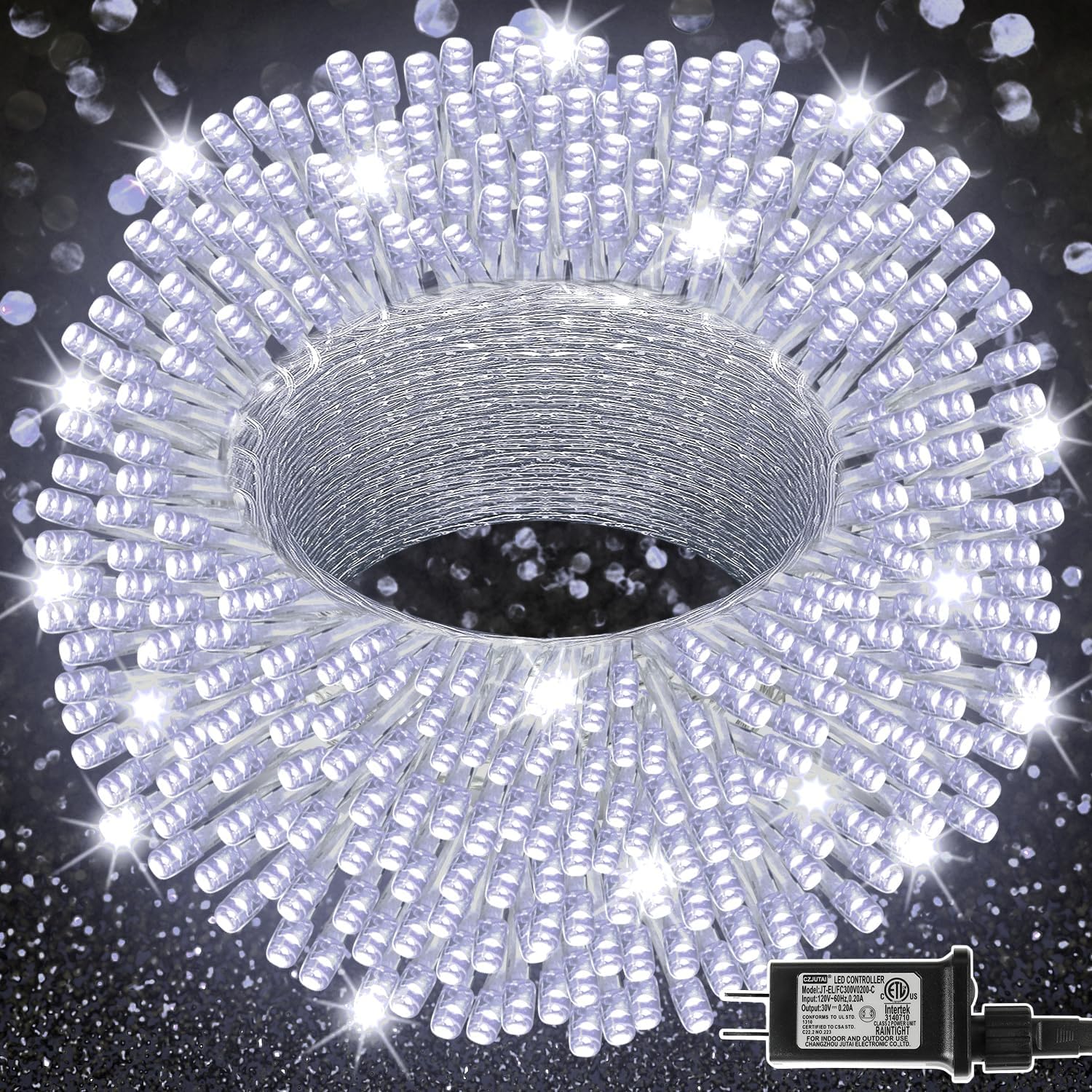 LJLNION 300 LED String Lights Outdoor Indoor, Extra Long 98.5FT Super Bright Chr...