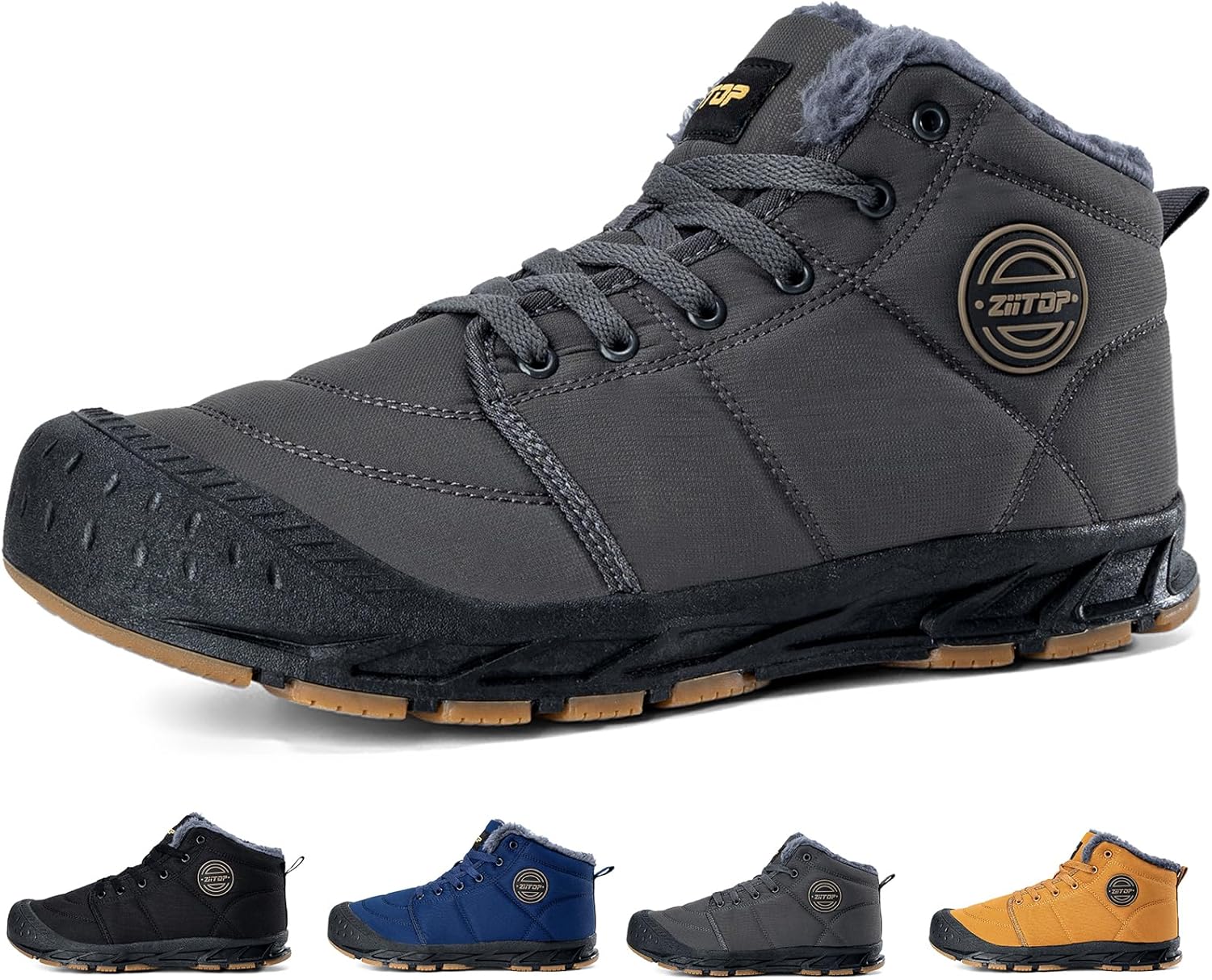 Mens Snow Boots Winter Boots for Men Warm Fur Lined Boots for Men Winter Snow Fl...
