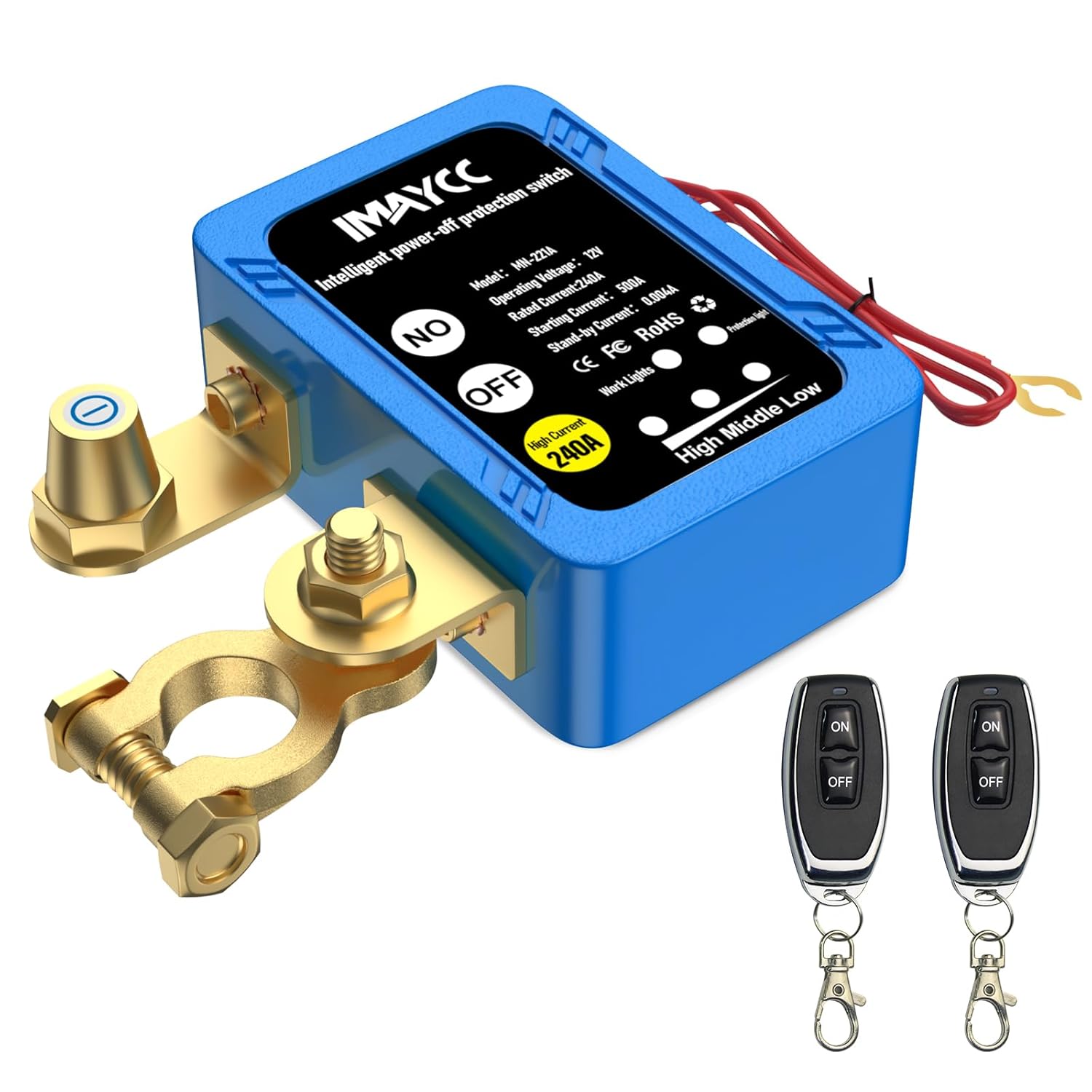 IMAYCC Kill Switch for Car, Remote Battery Disconnect Switch 12V 240A, Car Batte...