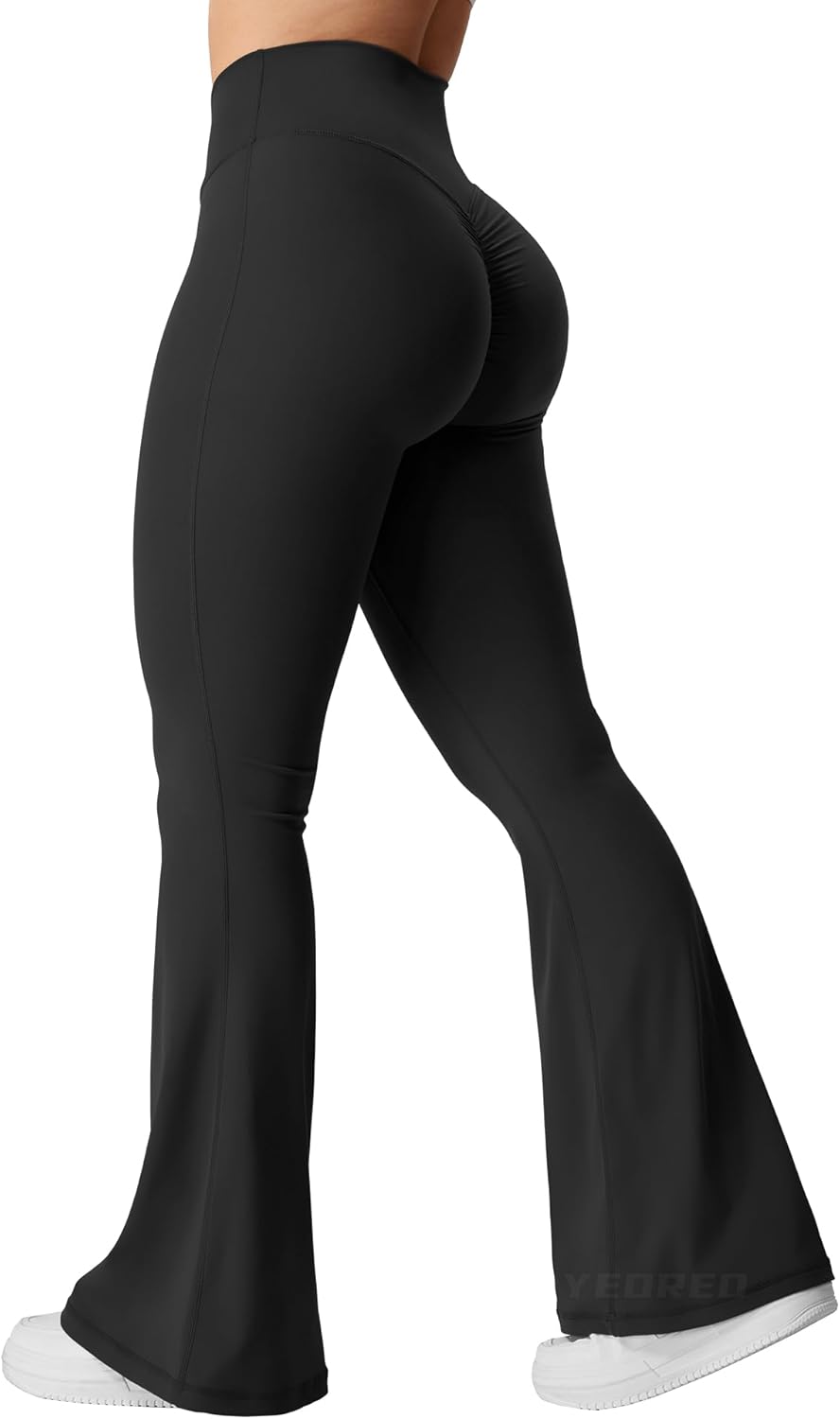 YEOREO Kalie Flare Scrunch Leggings for Women V Cross Waist Bell Bottom Yoga Pan...