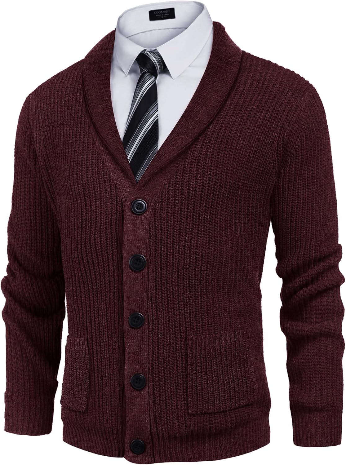 COOFANDY Men's Shawl Collar Cardigan, Special Slim...