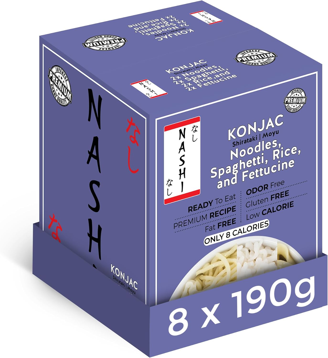 Nashi Konjac Shirataki Mix Pack (8×190g) - Odour Free Suitable for Vegan, Fat Fr...